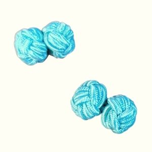 Aqua Teal Ocean blue silk knot cufflinks